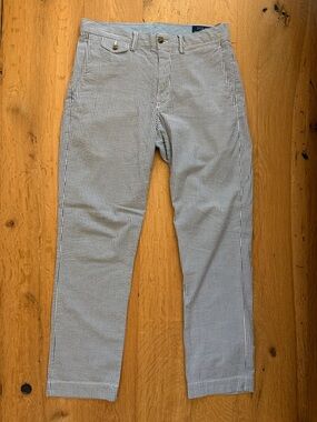Ralph Lauren Blue and White Striped Seersucker Chinos